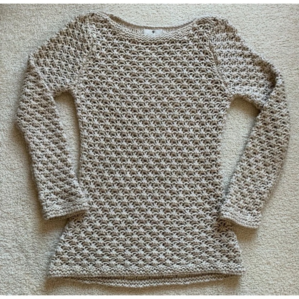 Berretti Wool Alpaca Open Knit Boatneck Sweater Womens M Metallic Chunky Travel